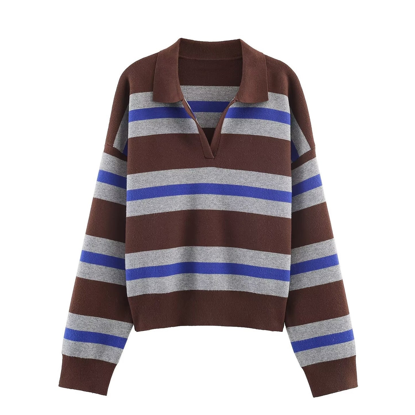 Striped Polo Knit Sweater — AZOMME