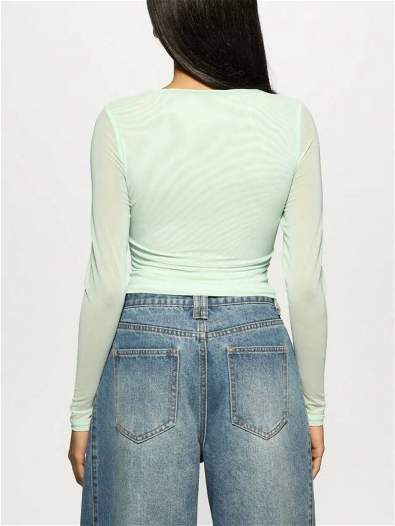 Crystal Mesh Long Sleeve Top