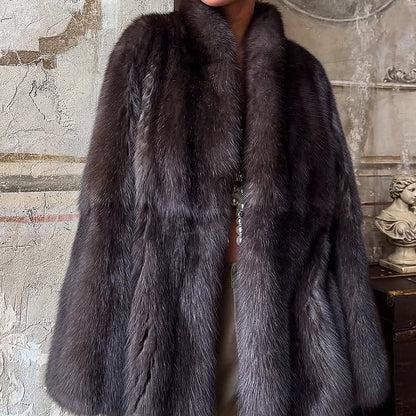 Luxury Faux Fur Coat — Dove Grey