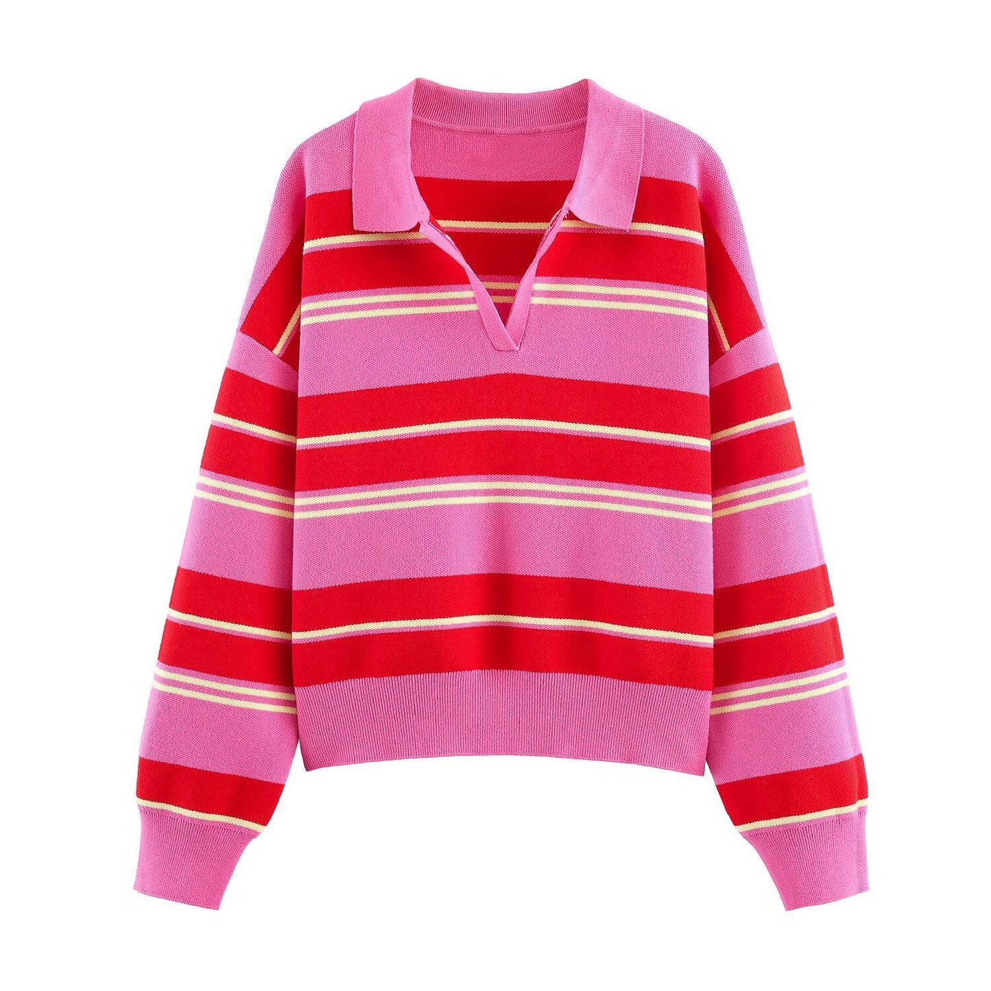 Striped Polo Knit Sweater — AZOMME