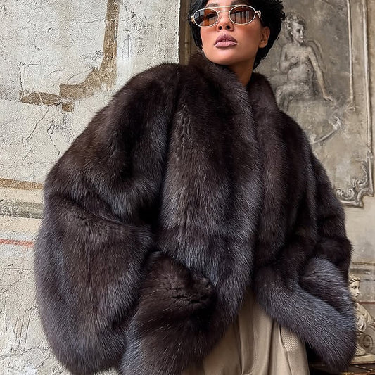 Luxury Faux Fur Coat — Dove Grey