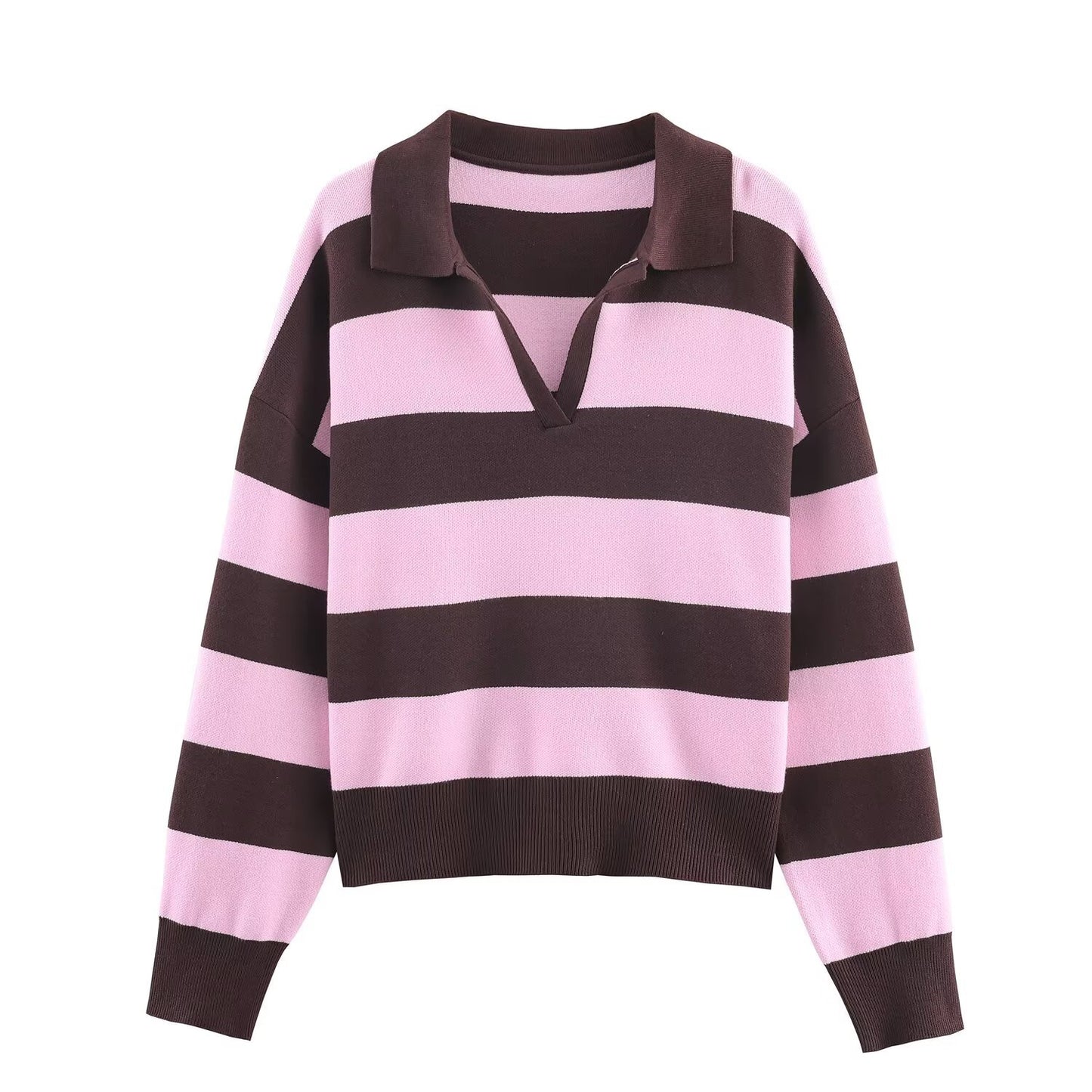 Striped Polo Knit Sweater — AZOMME