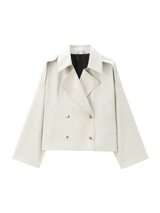 Cropped Trench Coat — Ivory