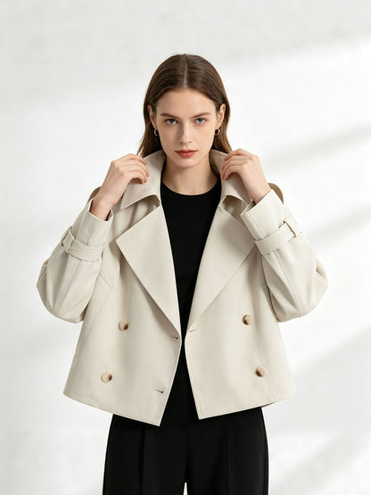 Cropped Trench Coat — Ivory