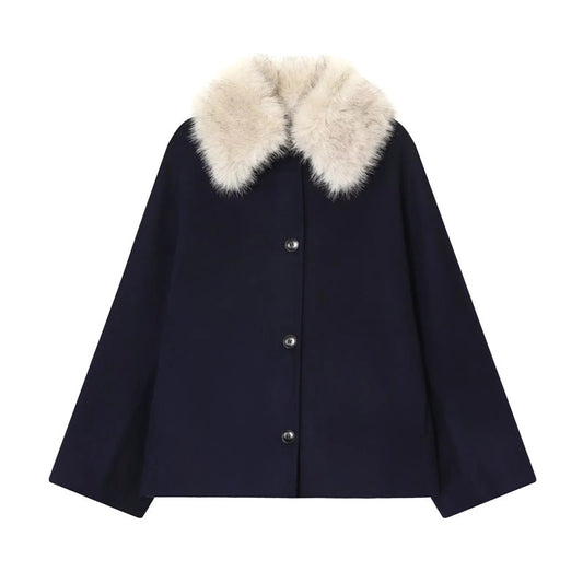 Casaco com Gola de Pelo Sintético