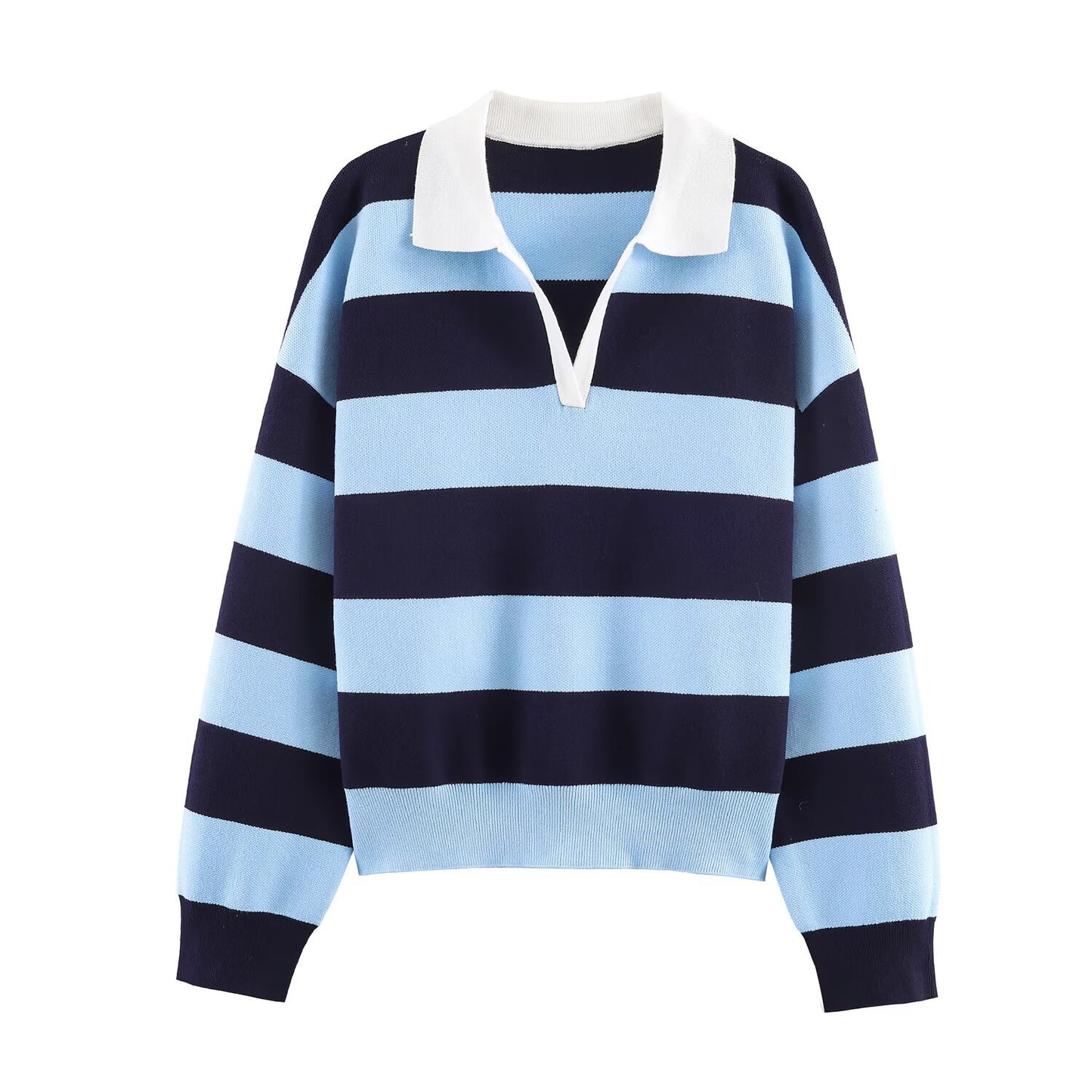 Striped Polo Knit Sweater — AZOMME