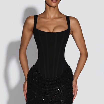 Vestido Corset com Saia Bordada