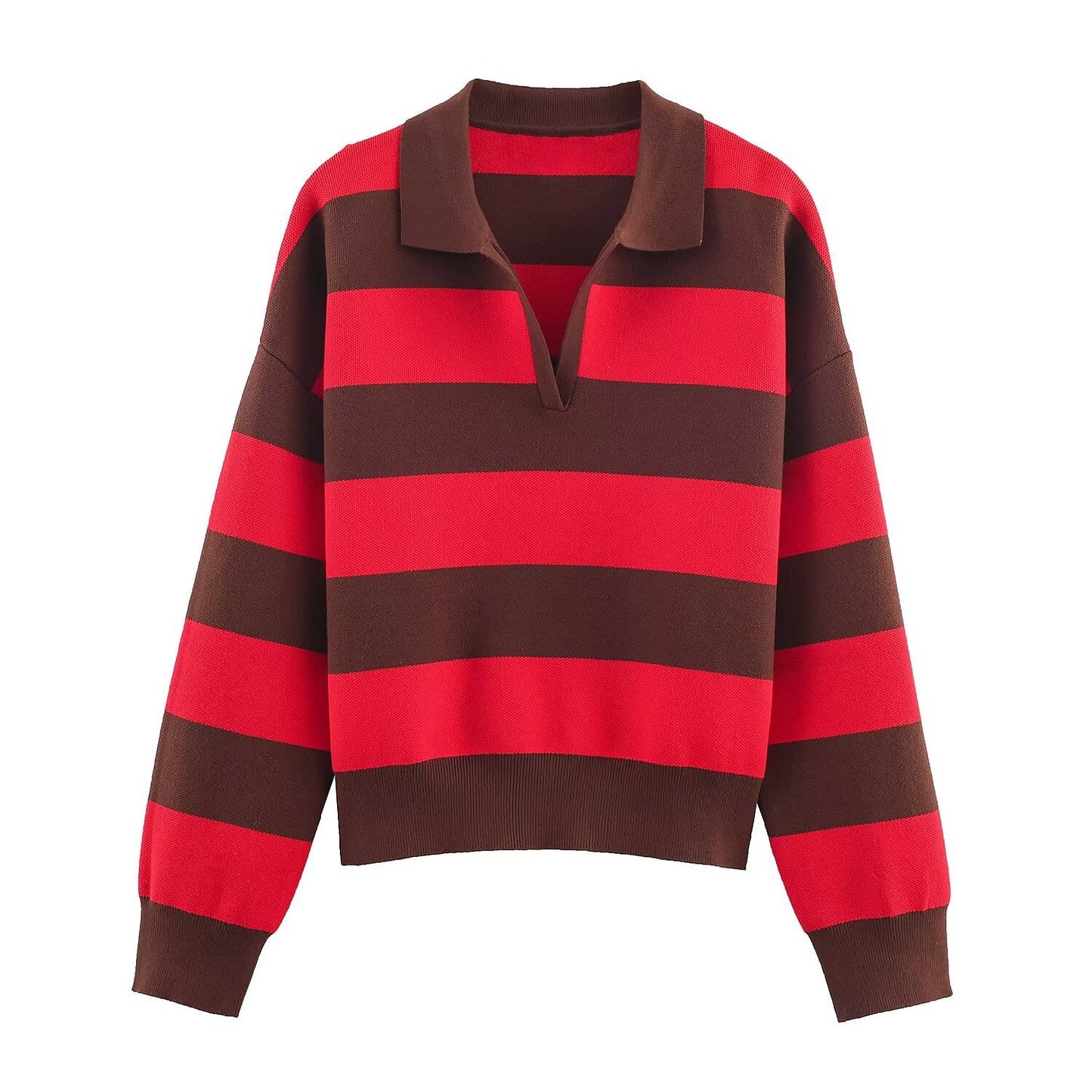 Striped Polo Knit Sweater — AZOMME
