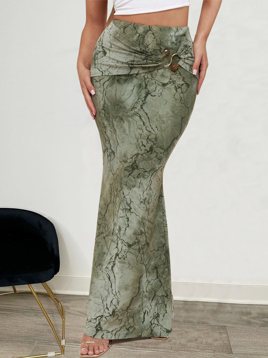 Marble Green Maxi Skirt