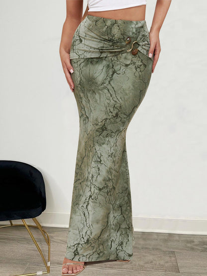 Marble Green Maxi Skirt